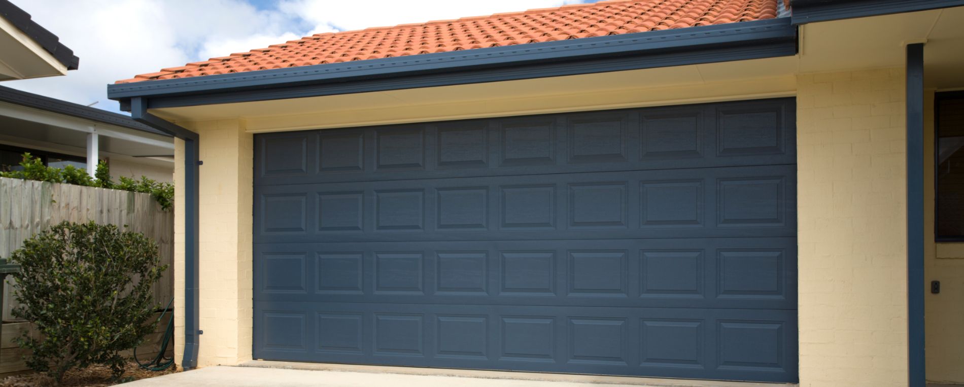 Residential blue garage door
